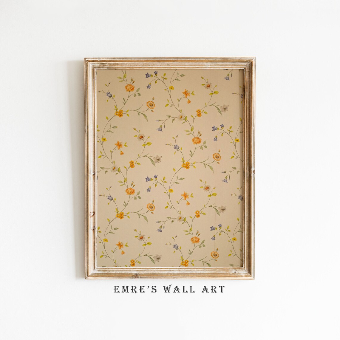 Vintage Rustic Floral Textile Pattern Art Print