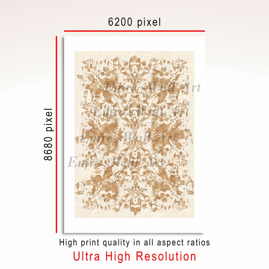 Vintage Gold Antique Tapestry Textile Wall Art Print - Image 3
