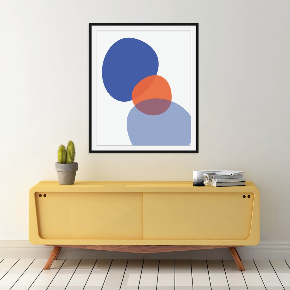 Blue Abstract Circles Mid Century Modern Geometric Wall Decor Poster - Image 3