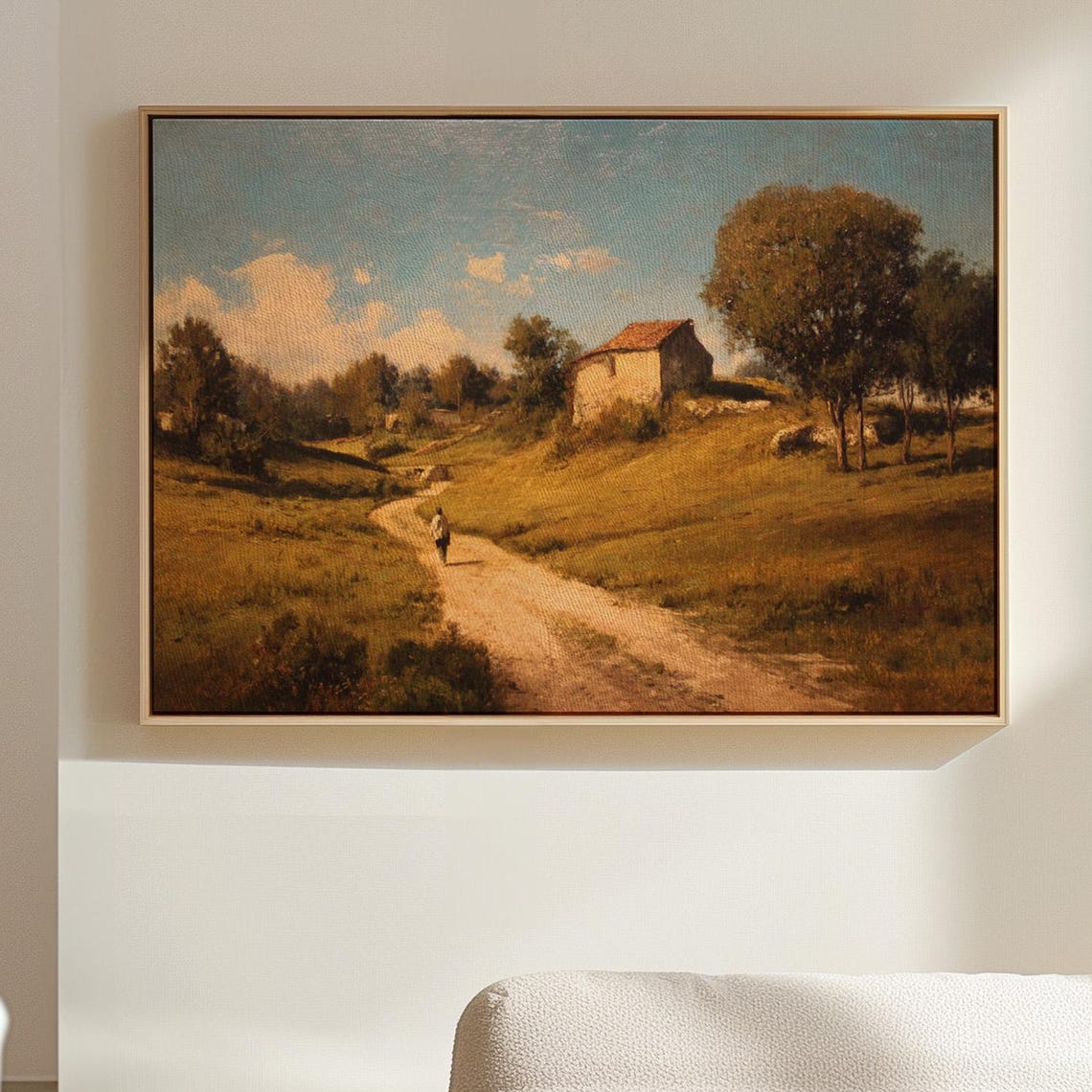 Man Walking Down a Rural Country Path Farmhouse Vintage Style Poster