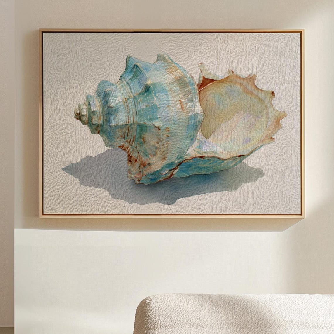 Watercolor Conch Shell Coastal Beach Nautical Still Life Poster