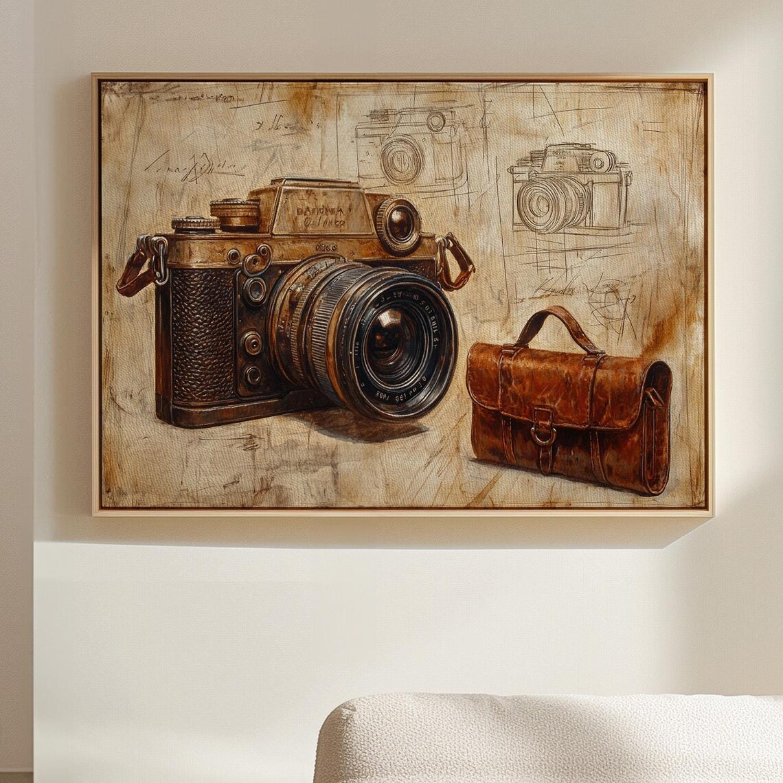Rustic Vintage Camera And Leather Bag Art Print