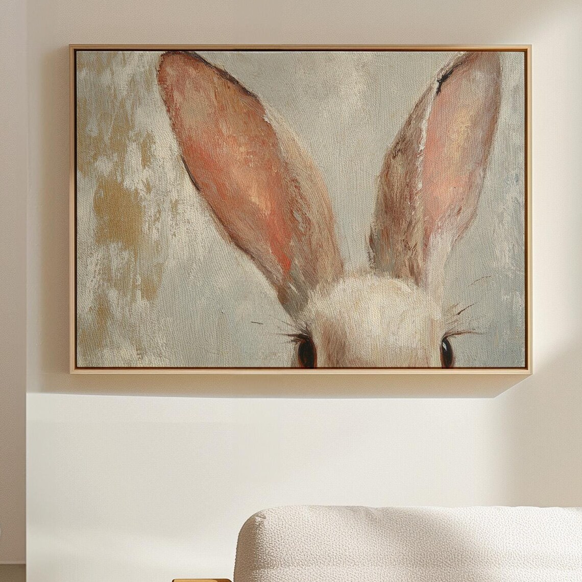 Rustic Bunny Close Up Wall Art, Farmhouse Easter Decor