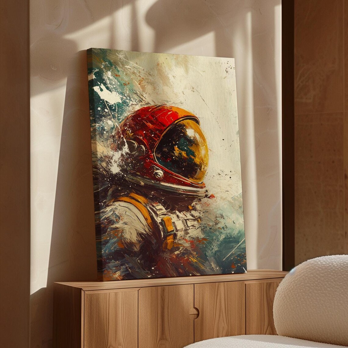 Abstract Astronaut Art Print, Cosmic Brush Strokes