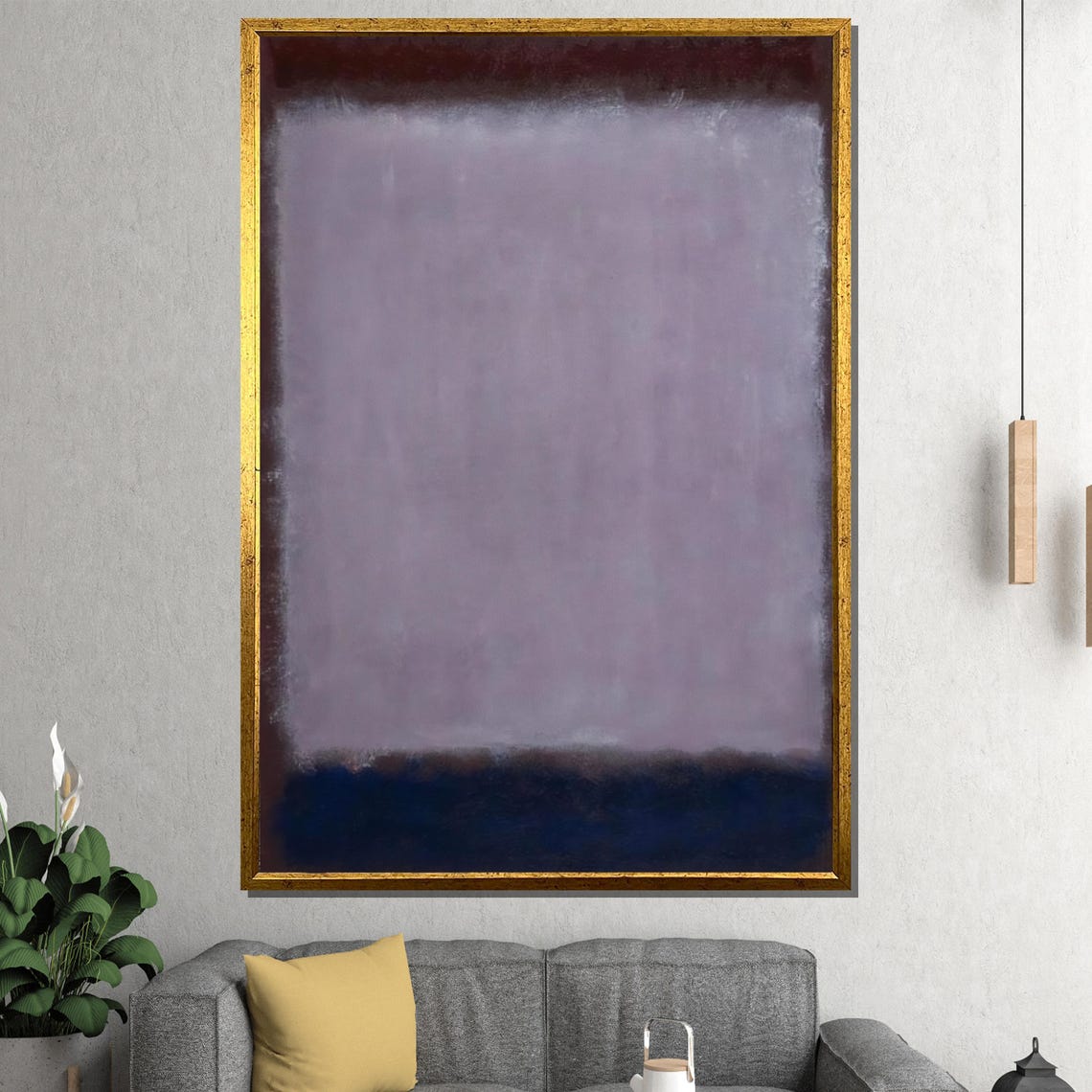 Dusty Lavender and Deep Navy Moody Color Field Abstract Poster