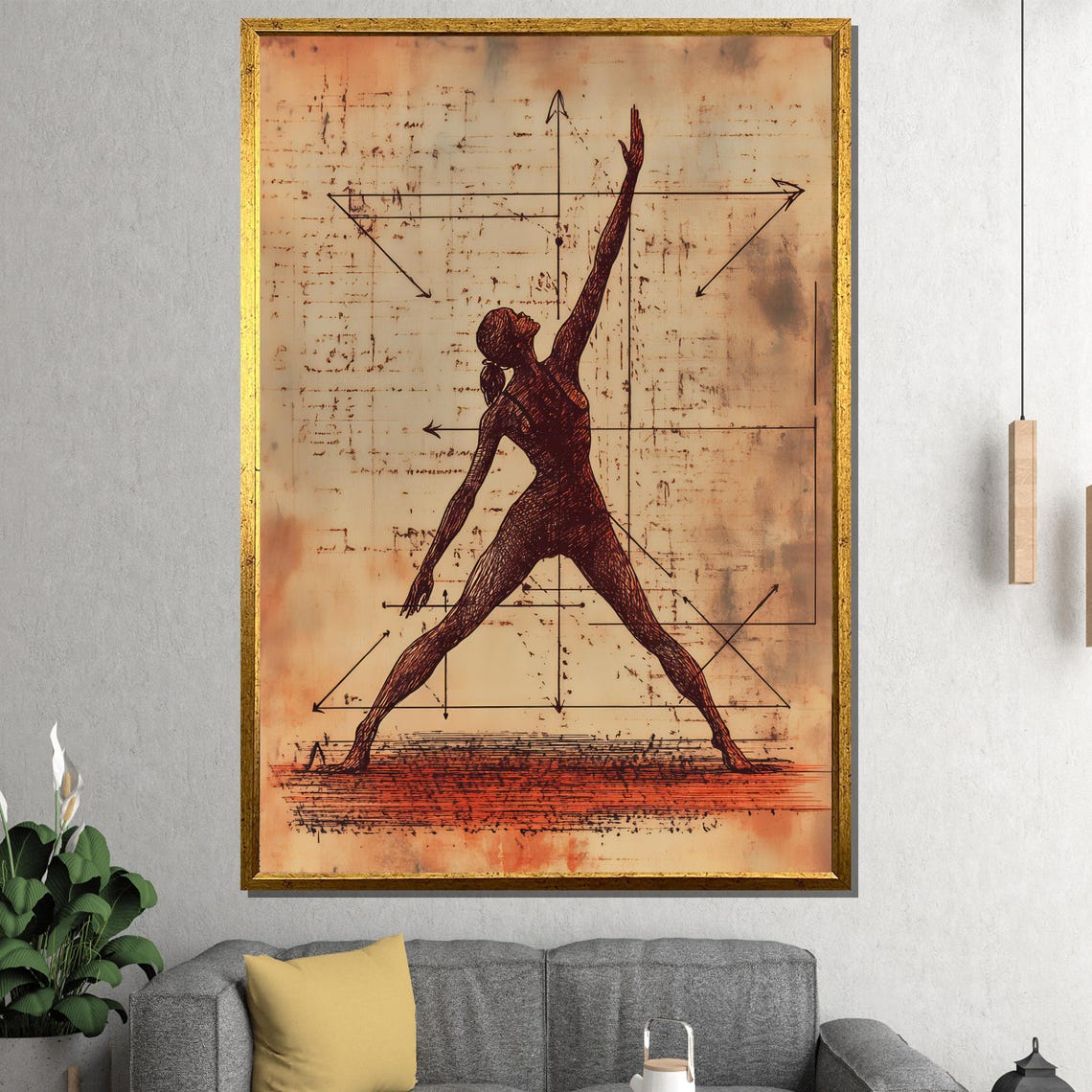Da Vinci Style Anatomy Study of a Dancer Vintage Sketch Poster