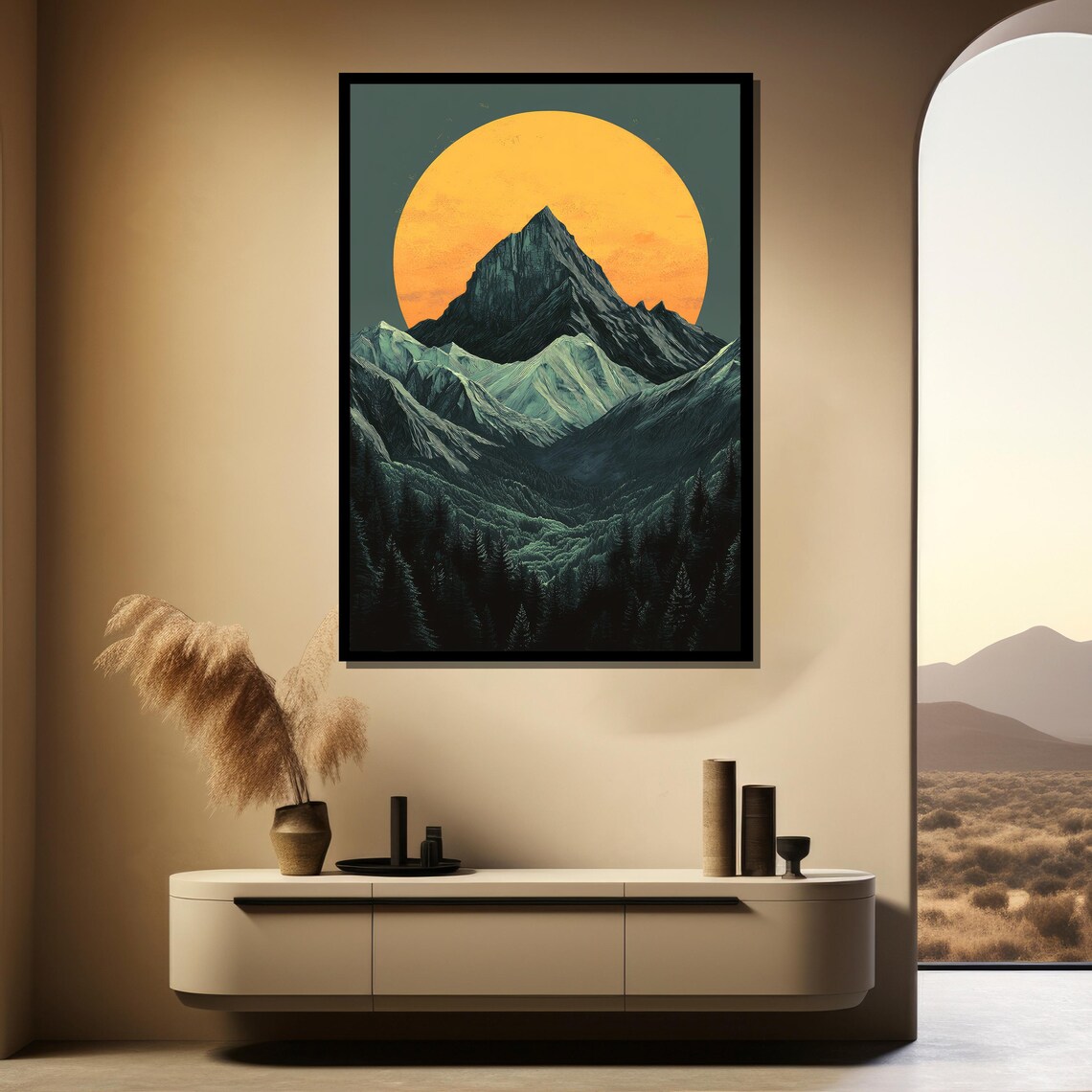Mountain Landscape Abstract Nature Wall Art, Rustic - Image 4
