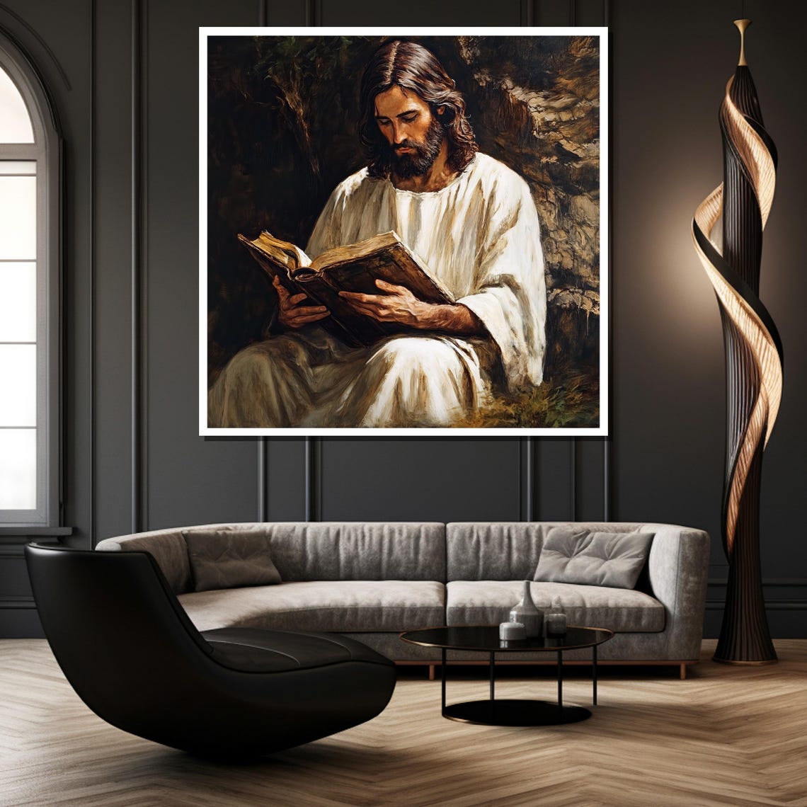Jesus Reading Bible Classical Christian Painting Faith Poster - Image 4