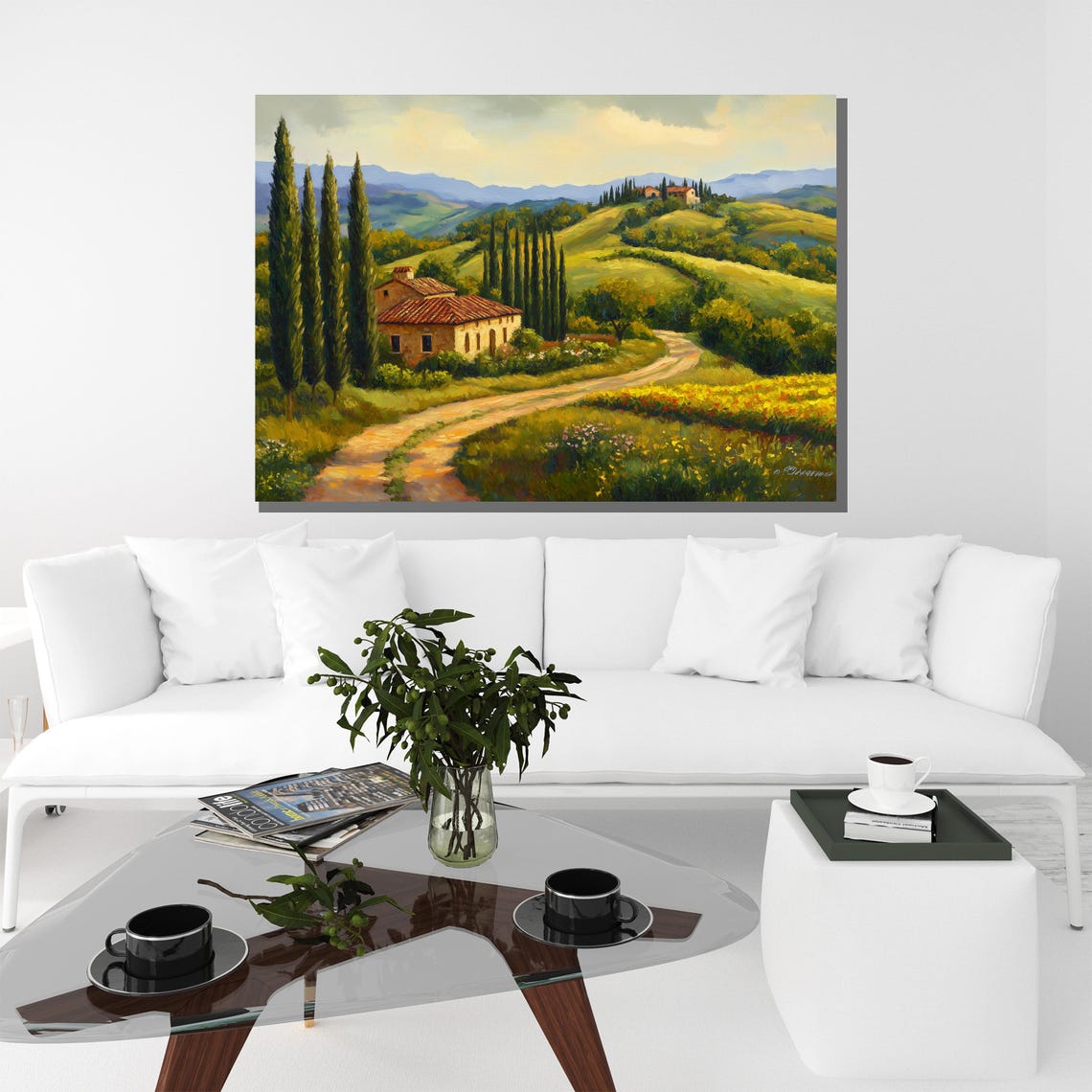 Beautiful Rolling Tuscan Countryside Villa Cypress Hills Poster - Image 2