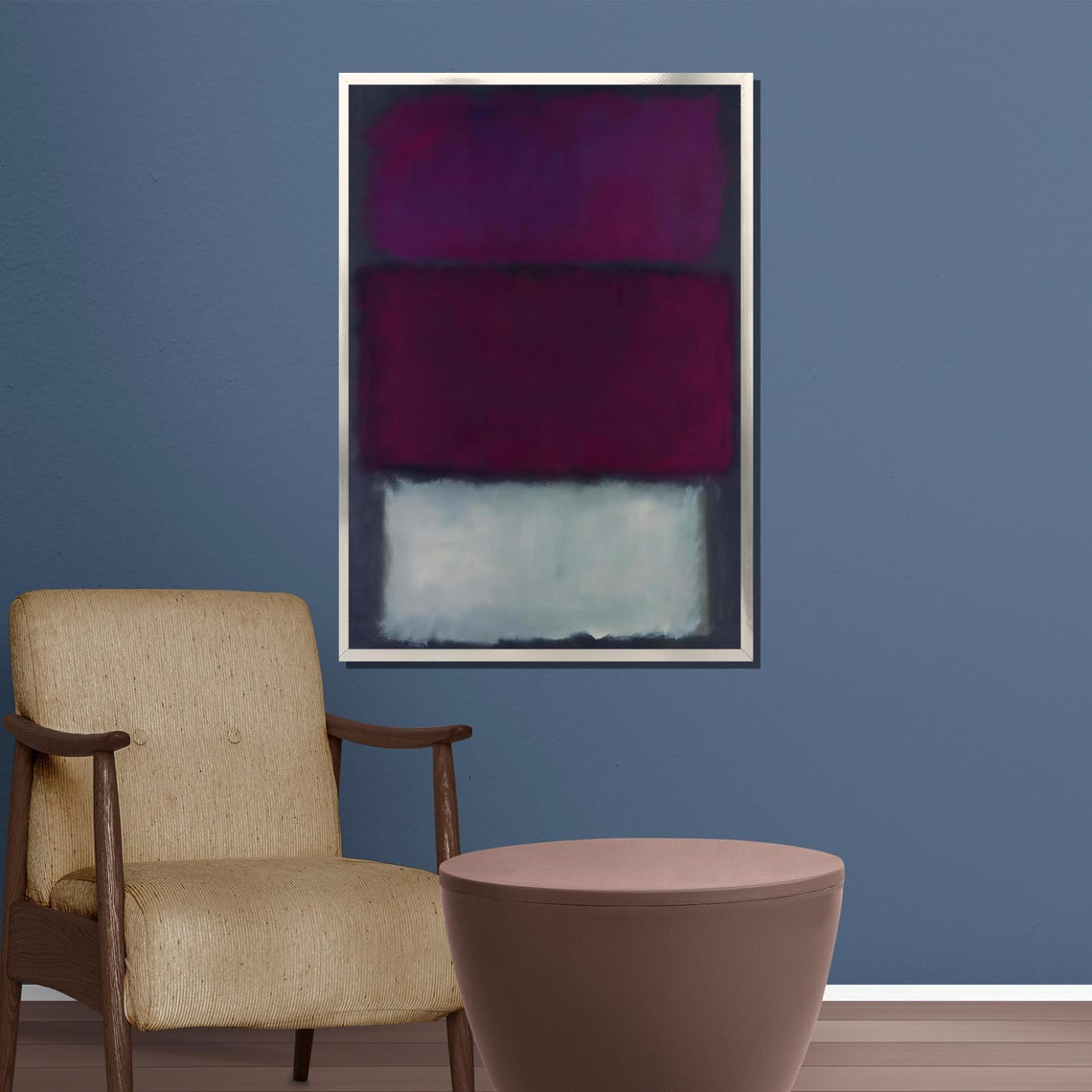 Deep Purple and White Minimalist Abstract Color Field Poster - Image 5