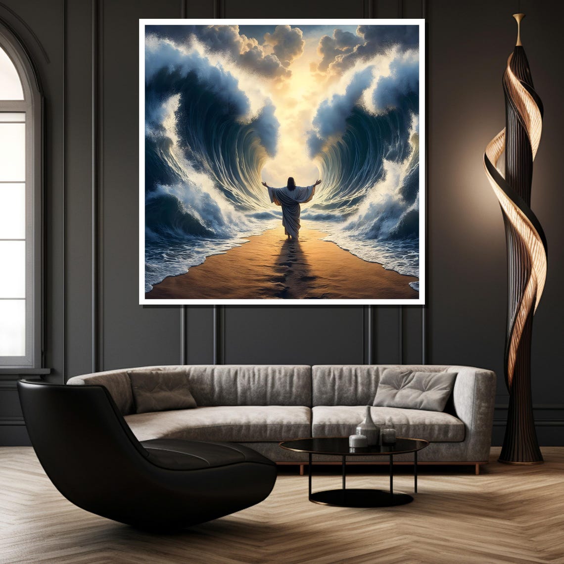 Moses Parting the Red Sea Between Towering Waves Biblical Poster - Image 4