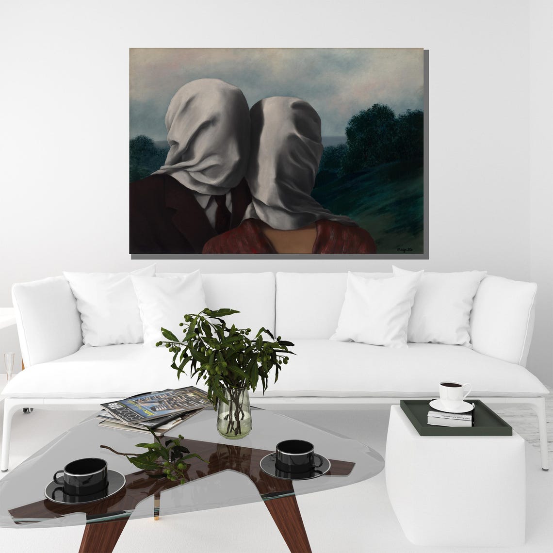 Rene Magritte The Lovers Surreal Veiled Couple Landscape Poster - Image 3