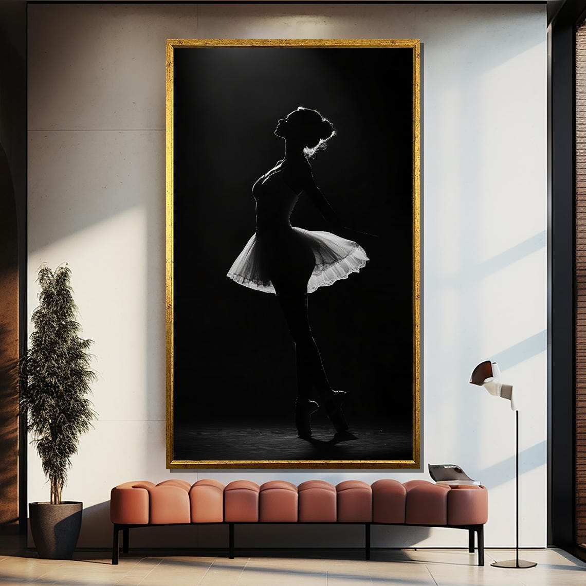 Black and White Ballerina in Dramatic Backlit Profile Poster