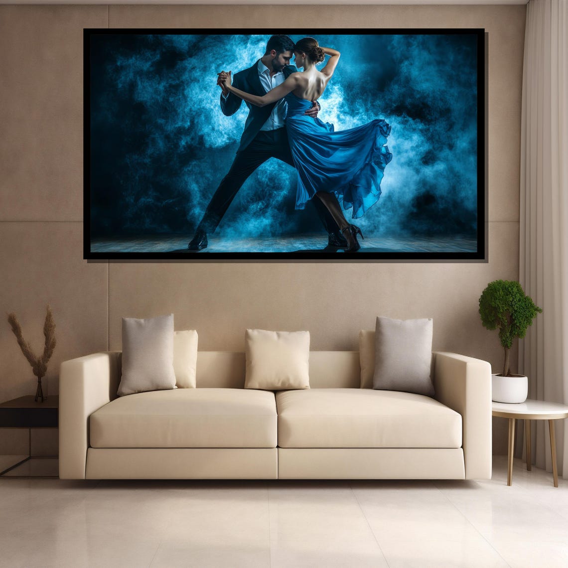 Passionate Tango Dance Couple Blue Dress Dramatic Elegant Wall Poster - Image 5