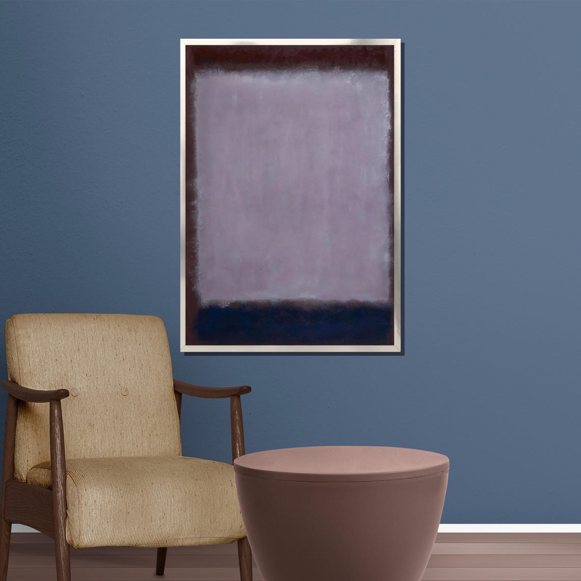 Dusty Lavender and Deep Navy Moody Color Field Abstract Poster - Image 5