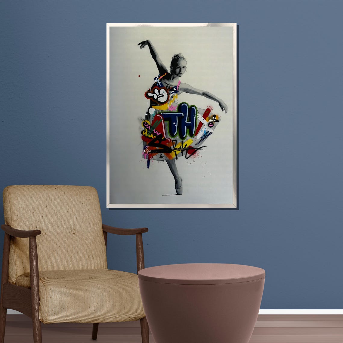 Graffiti Style Ballerina Wall Art Vibrant And Artistic Painting Unique Gift For Modern And Urban Home Decor - Image 3