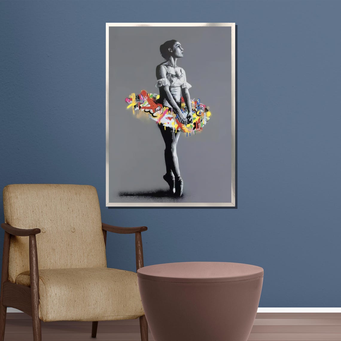 Ballerina Standing En Pointe In A Graffiti Painted Tutu Poster - Image 3