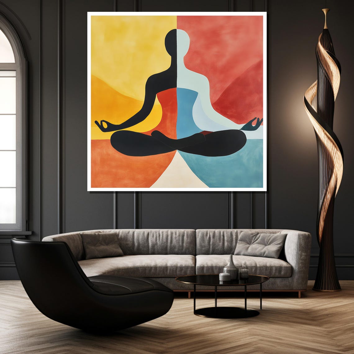 Abstract Yoga Duality Color Block Modern Meditation Wall Poster - Image 2
