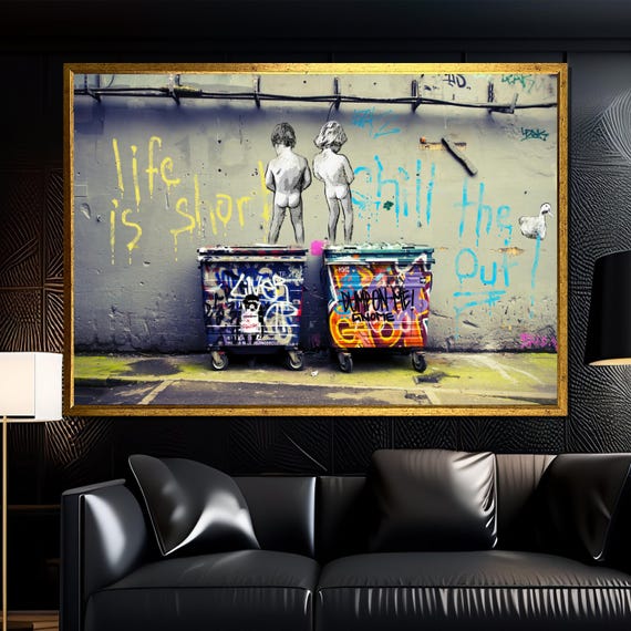 Life Is Short Graffiti Painting Bold Urban Wall Art Gift For Modern Home Decor And Unique Street Art Style