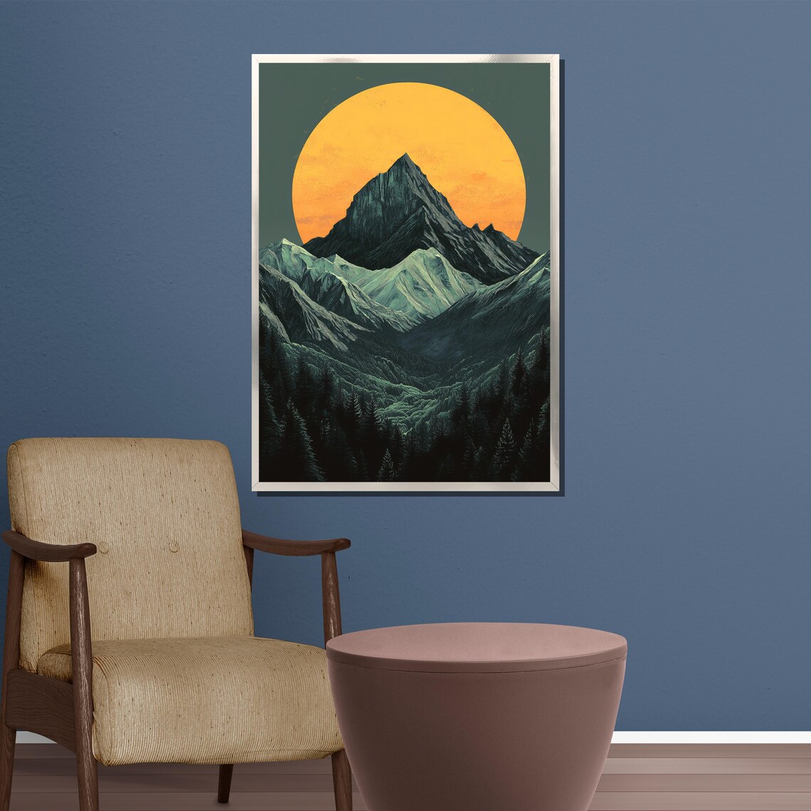Mountain Landscape Abstract Nature Wall Art, Rustic - Image 3