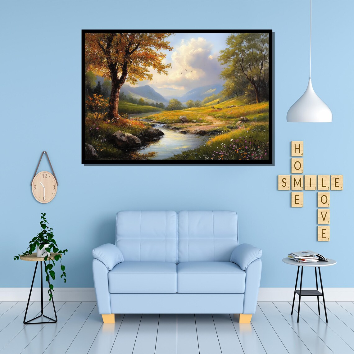 Mountain Stream Landscape, Serene Rustic Nature Print - Image 4