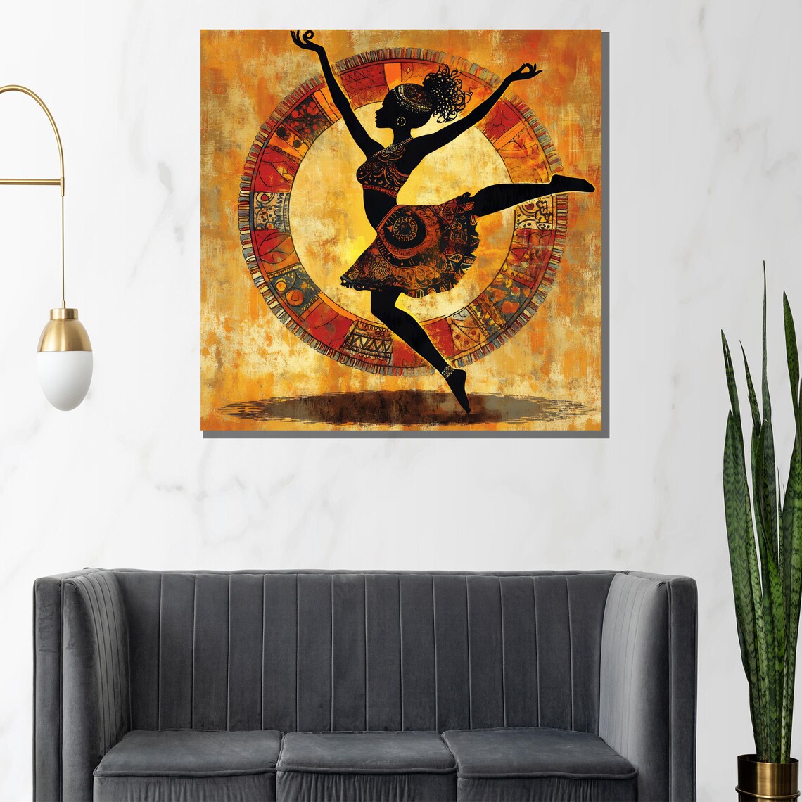 African Dancer Painting Ethnic Wall Art Gift For Culture Lovers And Unique Modern Home Decor - Image 2