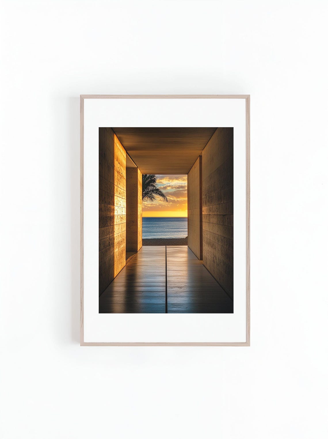 Beach Sunset Hallway Leading To Beach Wall Art Large Poster Geometric Hallway Architecture Print Instant