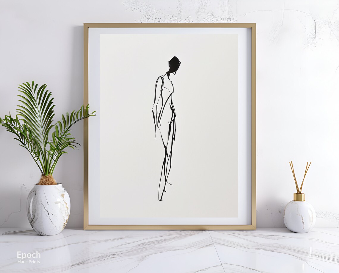 Abstract Woman Stencil Line Art, Minimalist Print