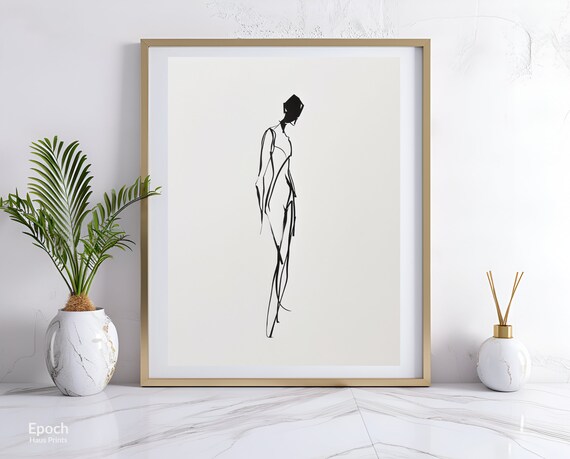 Abstract Woman Stencil Line Art, Minimalist Print