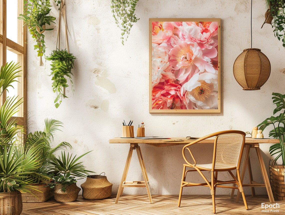 Peony Flower Bouquet, Botanical Wall Art Print - Image 3