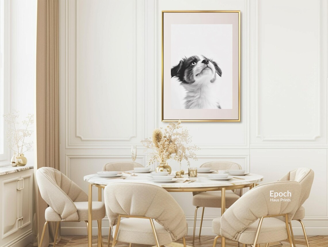 Cute Puppy Black and White Photo Art Print, Dog Lover - Image 3