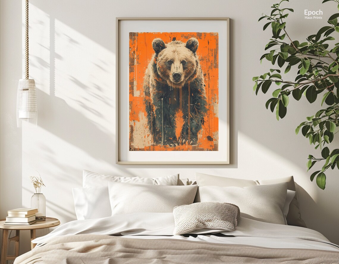 Grizzly Bear Boho Style Animal Wall Art - Image 2