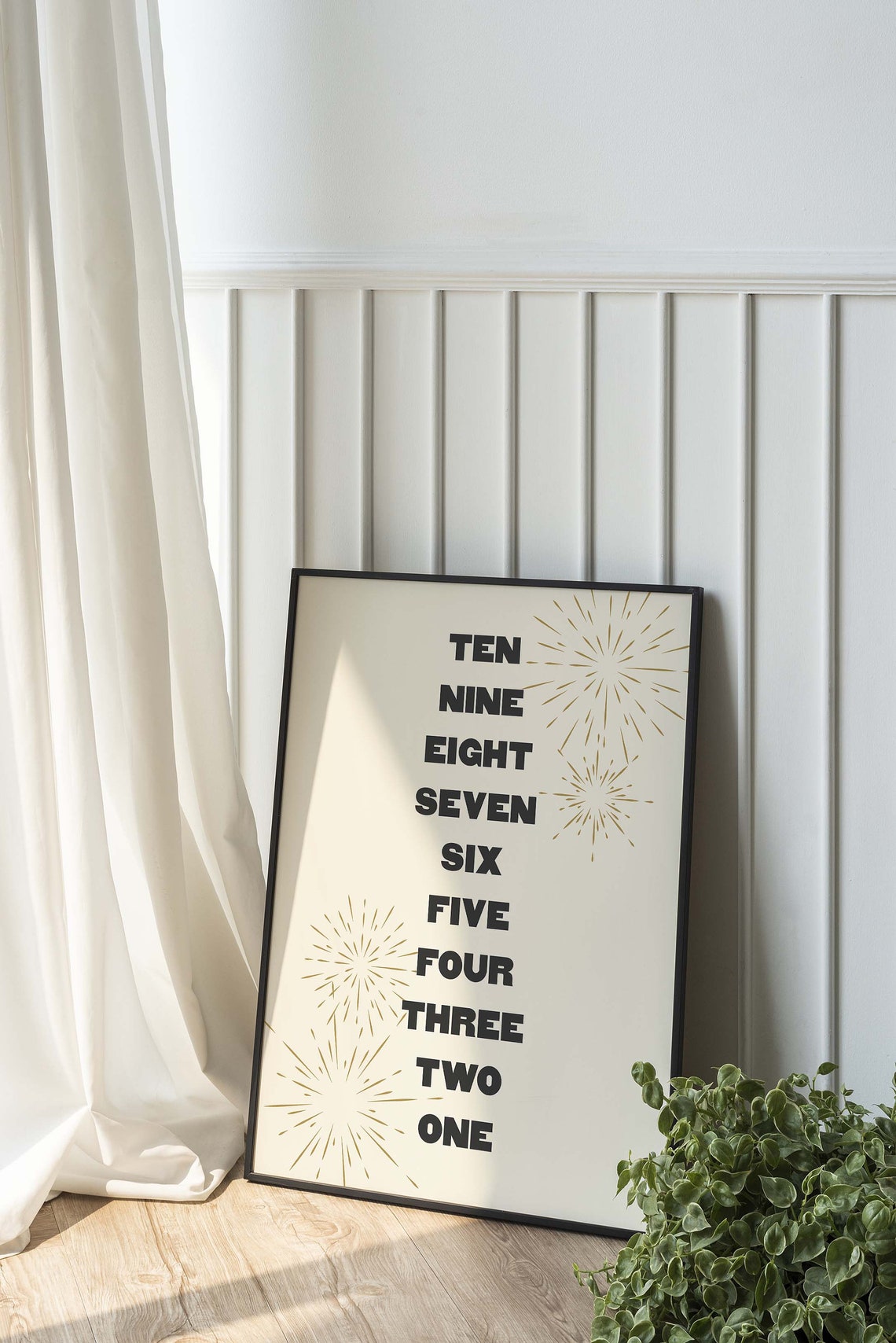 New Years Countdown Print Art White And Gold New Years Eve Print Cute Holiday Wall Decorations - Image 6