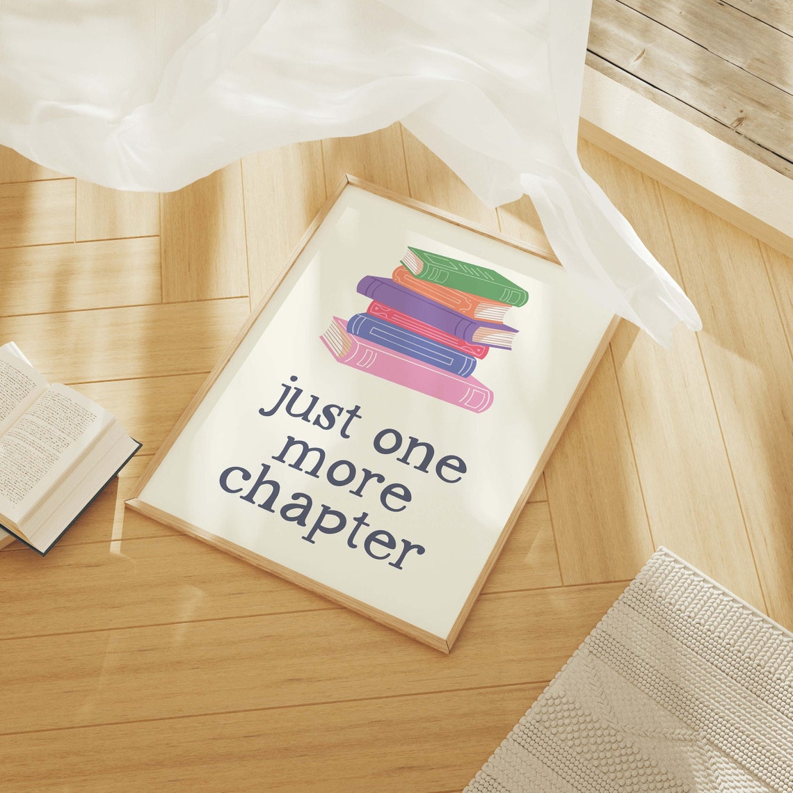 Just One More Chapter Print Art Cute Library Decor Trendy Reading Poster Book Lover Wall Art Gift For Reading Lover - Image 4