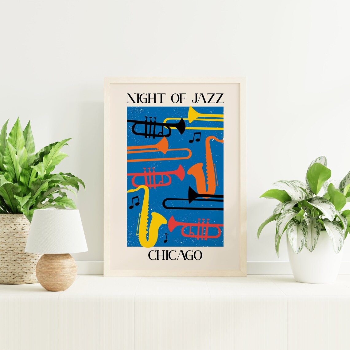 Night of Jazz Chicago Trumpet Saxophone Colorful Music Poster - Image 5