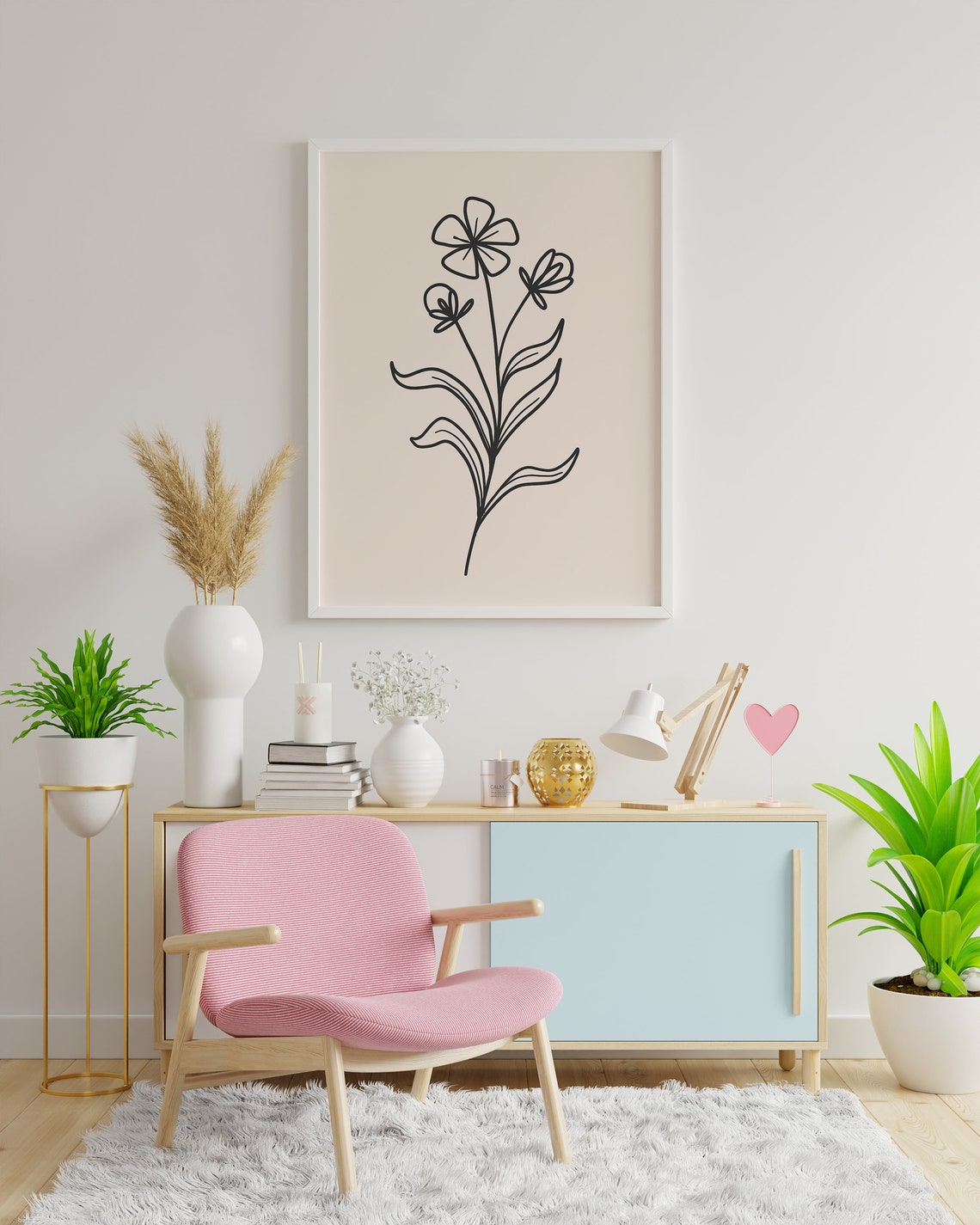 Minimal Line Botanical Gallery Wall Art Black Floral Art Cute Trendy Wall Art - Image 3