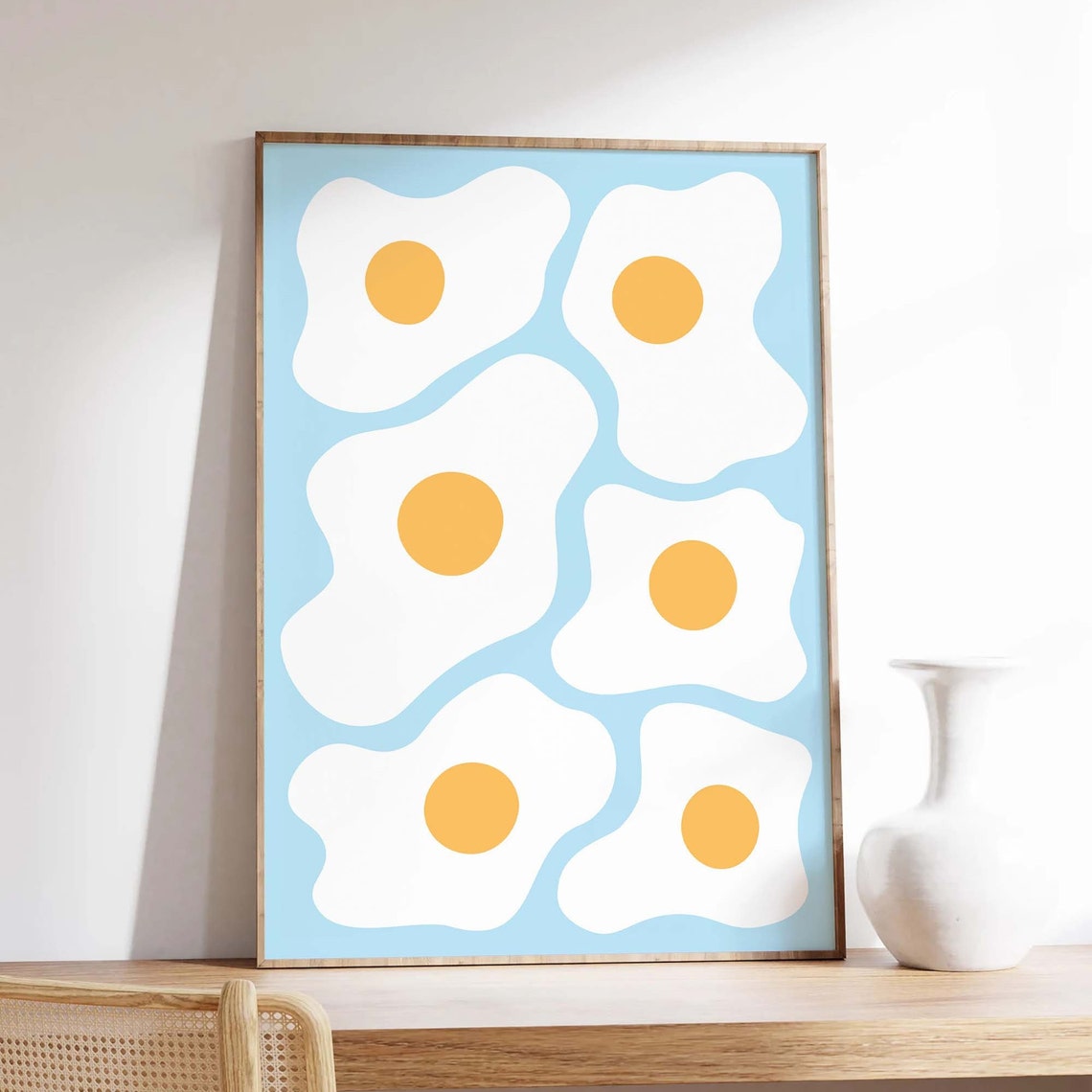 Eggs Print Art Blue Kitchen Food Decor Retro Breakfast Art Poster Cute Trendy Wall Art - Image 6