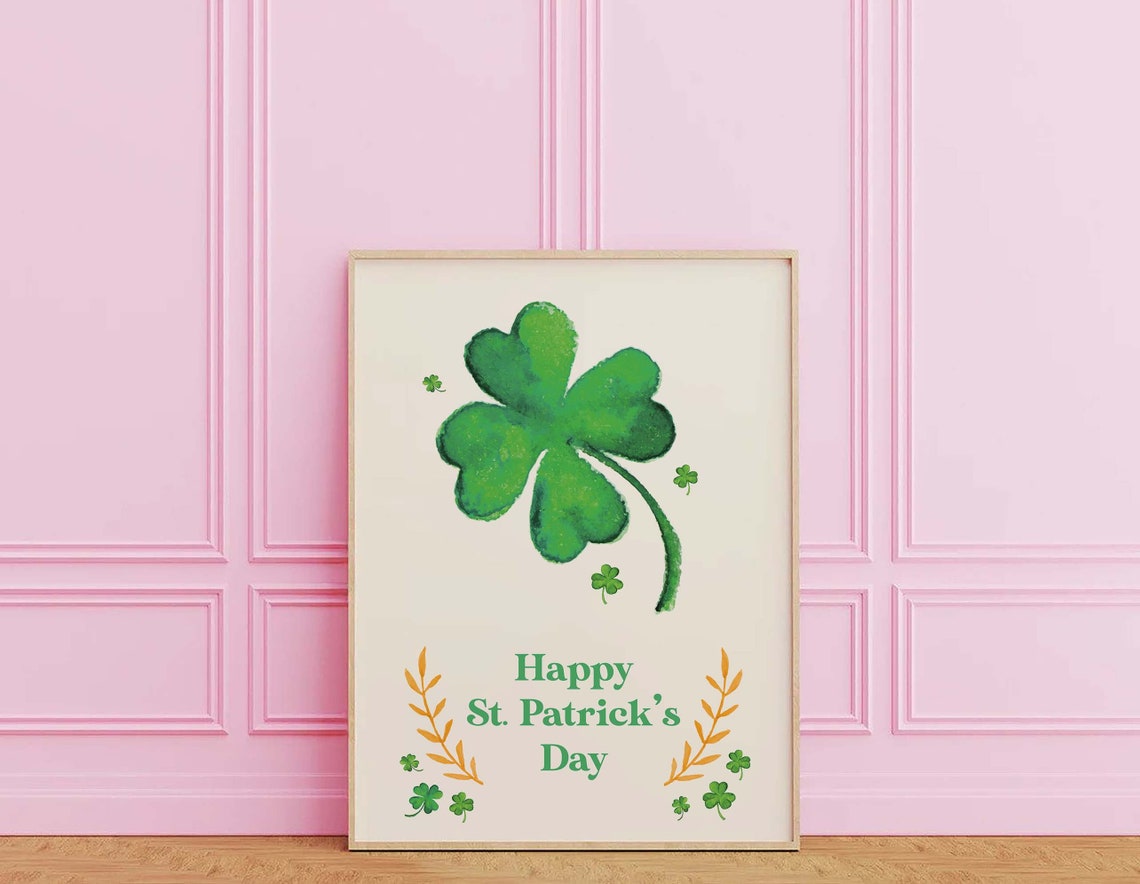 Happy St Patricks Day Print Art Green Shamrock Print Cute Holiday Wall Decor Irish Wall Art - Image 3