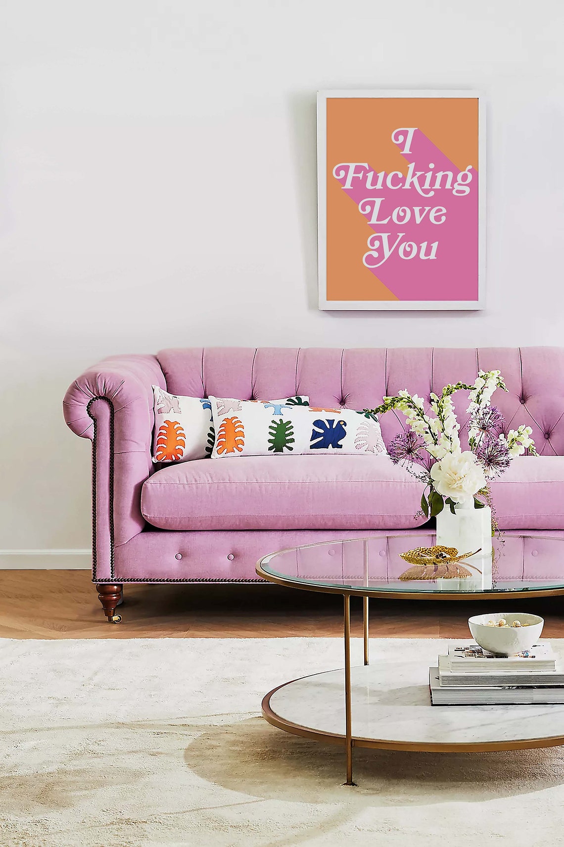 I Fucking Love You Orange Pink Retro Bold Typography Love Poster - Image 4