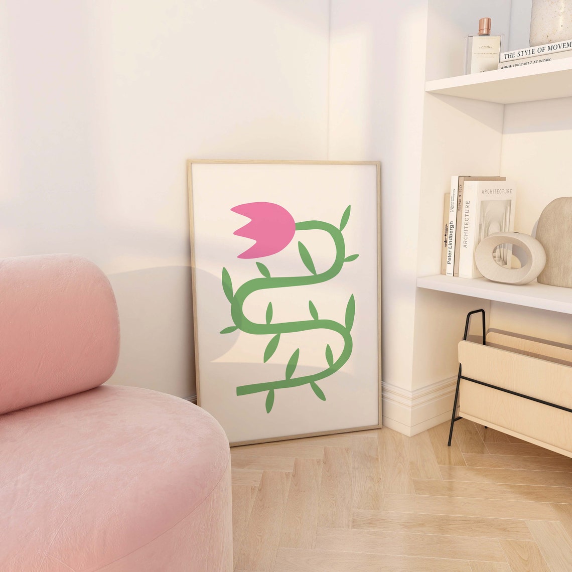 Tulip Print Art Cute Floral Art Print Pink Flowers Wall Art Trendy Easter Decor Spring Wall Decor - Image 2