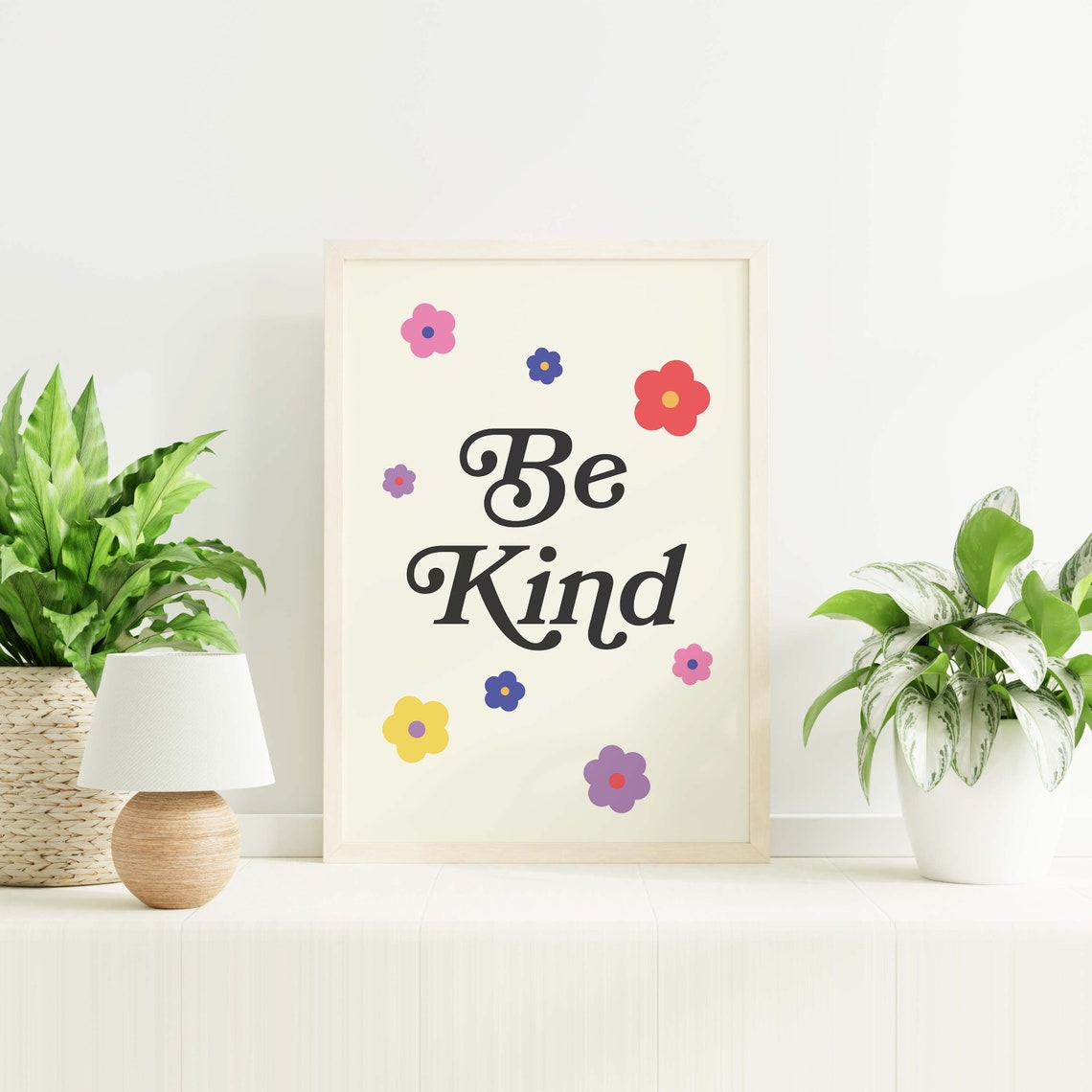 Be Kind Print Art White Retro Kindness Art Cute Wall Art Trendy Art Print - Image 6