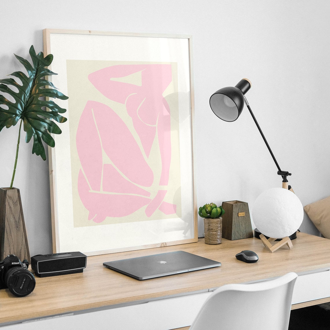 Matisse Style Pink Nude Seated Figure Modern Abstract Art Print - Image 2