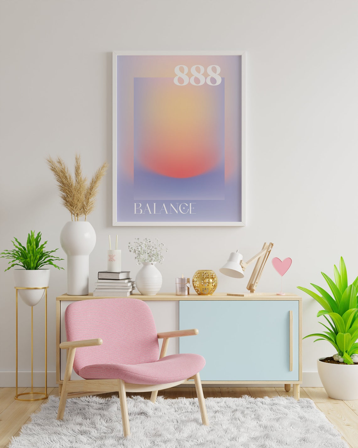 Angel Number 888 Balance Poster with Pastel Aura Gradient Design - Image 3