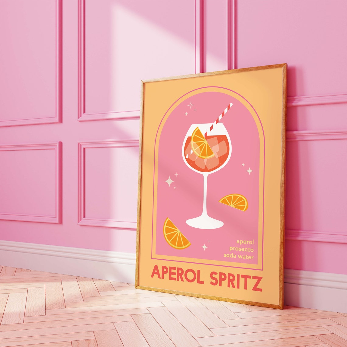Aperol Spritz Pink Orange Cocktail Retro Kitchen Bar Art Poster - Image 5