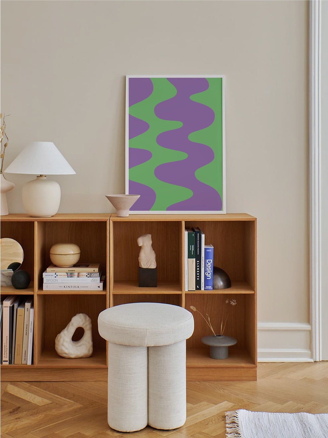 Purple and Green Bold Groovy Wavy Lines Modern Retro Abstract Poster - Image 4