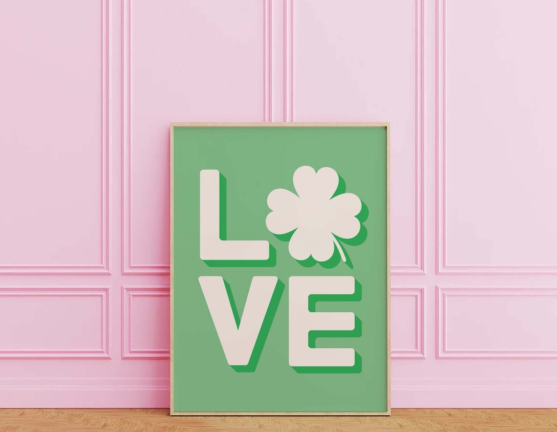 Irish Love Print Art Green Shamrock Print Cute St Patricks Day Wall Decor Irish Wall Art - Image 6
