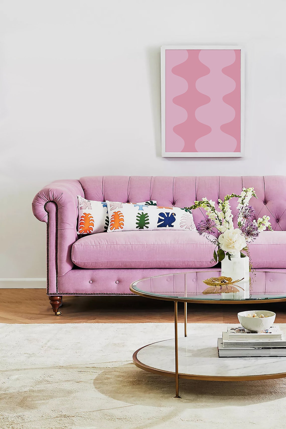 Pink Abstract Print Art Trendy Pink 70s Retro Art Cute Trendy Wall Art - Image 6