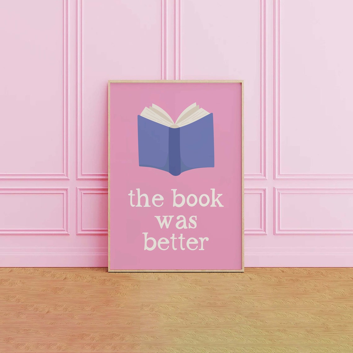 The Book Was Better Quote Pink Open Book Reading Room Poster - Image 2