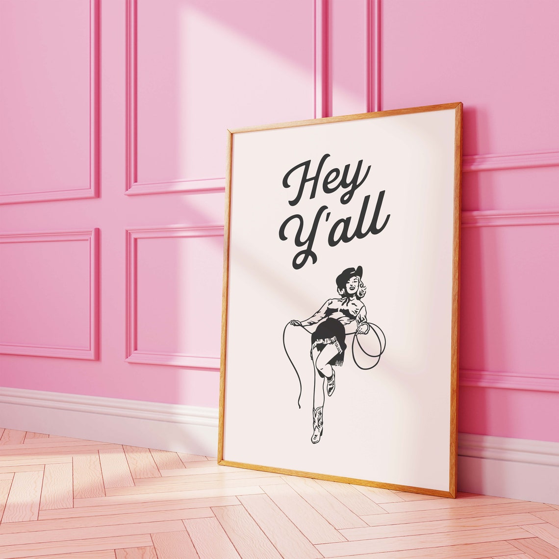Hey Yall Print Art Retro Cowgirl Wall Art Country Western Art Print Neutral Art Print Trendy Pin Up Wall Art - Image 4