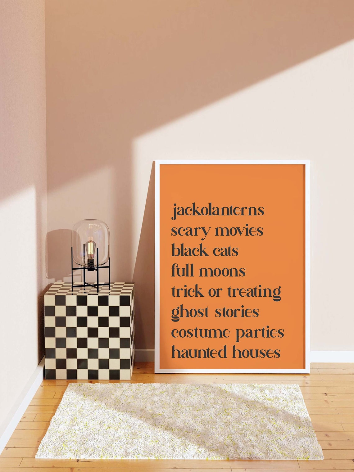 Halloween Things Print Art Cute Minimal Halloween Wall Decor Trendy Orange Halloween Wall Art - Image 7